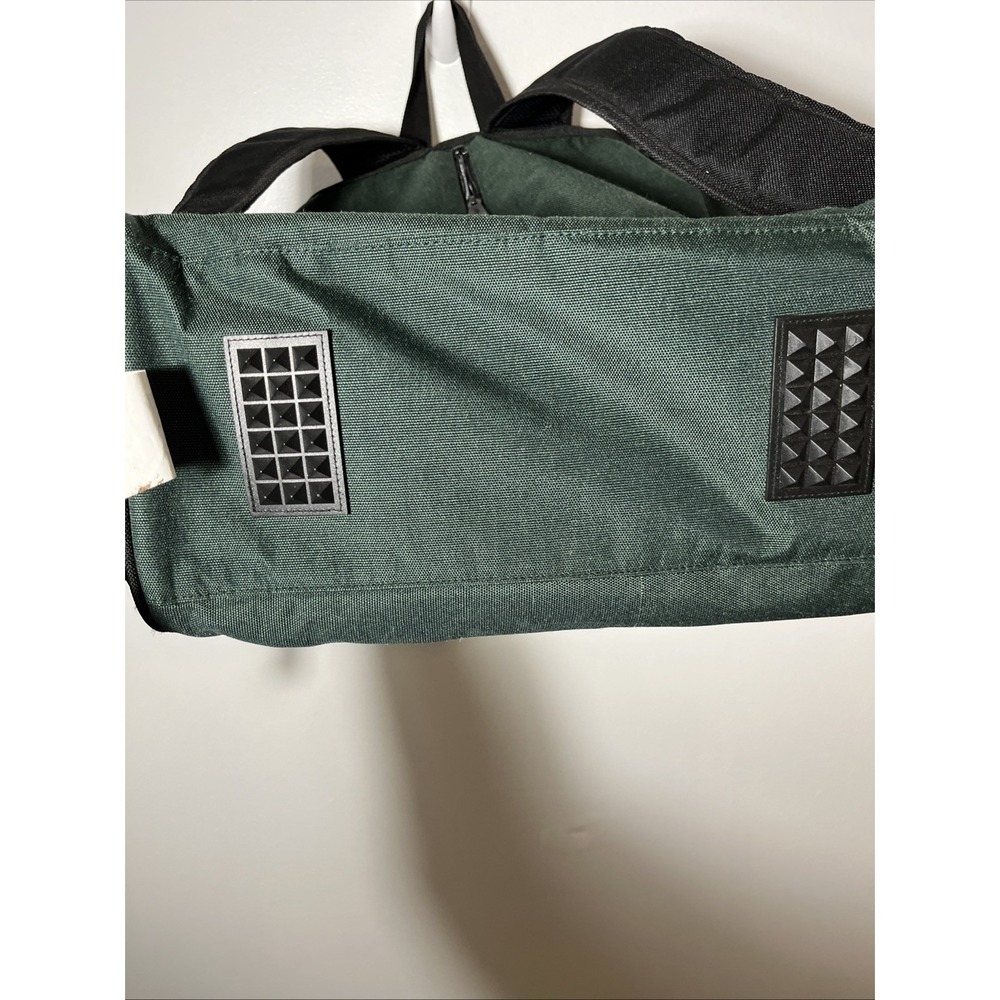 Eddie Bauer Green Backpack Diaper‎ Bag Pig Skin Flap Canvas 15" - Picture 7 of 7